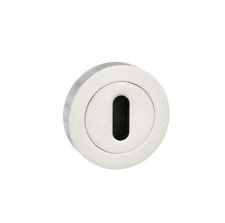 Atlantic Mediterranean Key Escutcheons on Round Rose - Polished Chrome