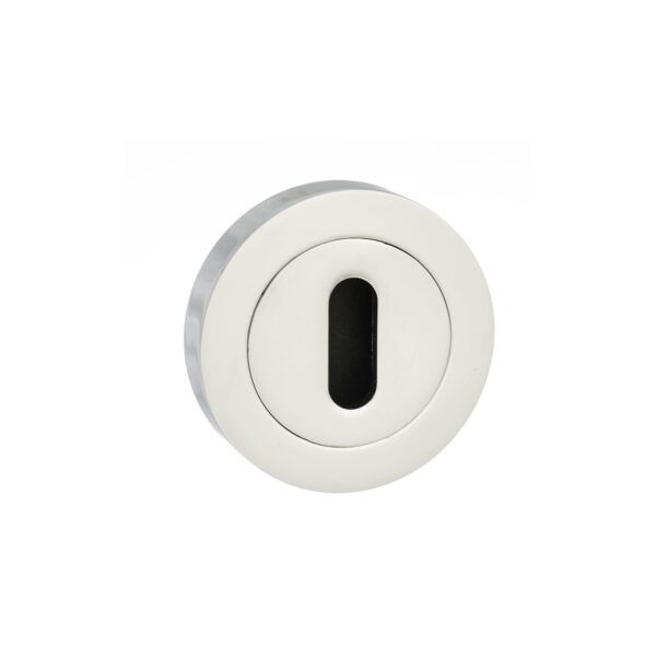 Atlantic Mediterranean Key Escutcheons on Round Rose - Polished Chrome