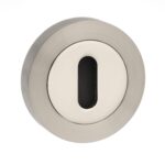 Atlantic Mediterranean Key Escutcheons on Round Rose - Satin Nickel/Polished Nickel