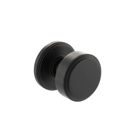 Atlantic Millhouse Brass Boulton Solid Brass Stepped Mortice Door Knob on Concealed Fix Rose - Matt Black