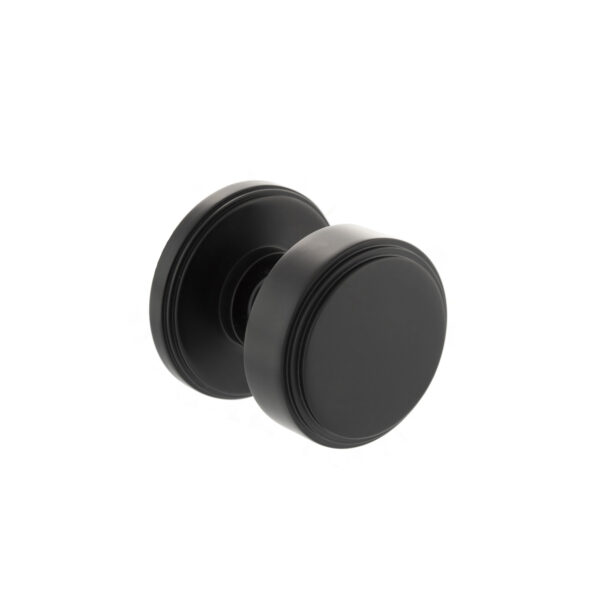 Atlantic Millhouse Brass Boulton Solid Brass Stepped Mortice Door Knob on Concealed Fix Rose - Matt Black