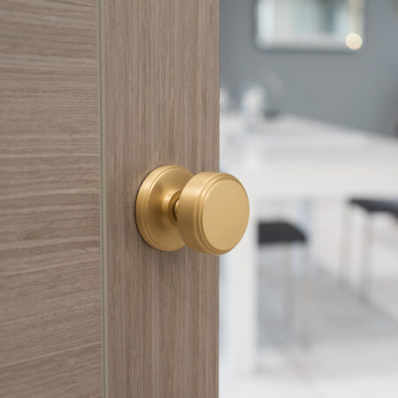 Atlantic Millhouse Brass Boulton Solid Brass Stepped Mortice Door Knob on Concealed Fix Rose - Satin Brass - Image 2