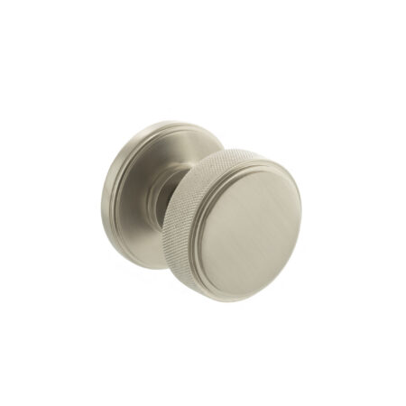 Atlantic Millhouse Brass Harrison Solid Brass Knurled Mortice Door Knob on Concealed Fix Rose - Satin Nickel