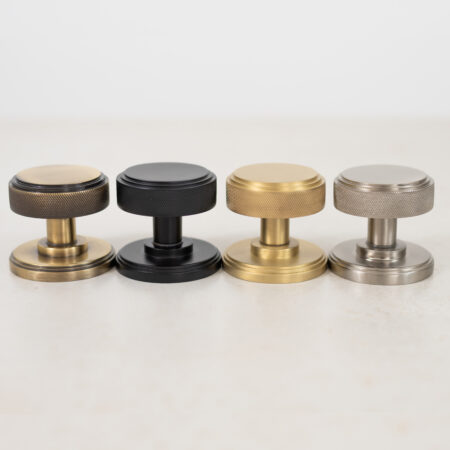Atlantic Millhouse Brass Harrison Solid Brass Knurled Mortice Door Knob on Concealed Fix Rose - Matt Black - Image 3