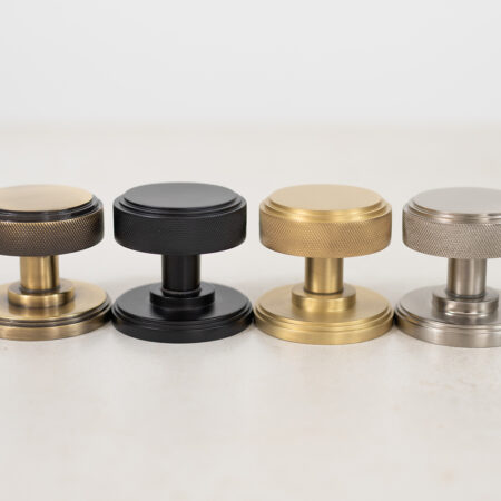Atlantic Millhouse Brass Harrison Solid Brass Knurled Mortice Door Knob on Concealed Fix Rose - Antique Brass - Image 4