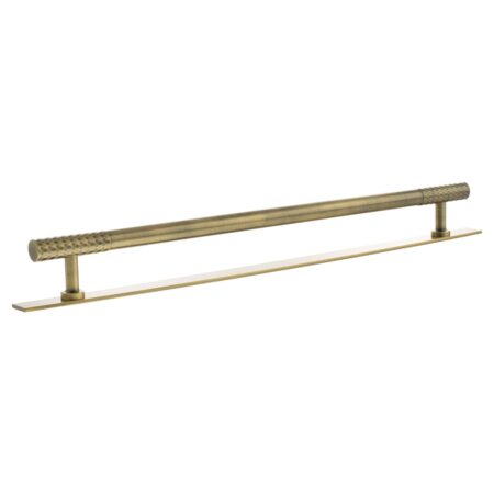 Atlantic Millhouse Brass Chrysler Diamond T-Bar Cabinet Pull Handle on Backplate 320mm - Antique Brass