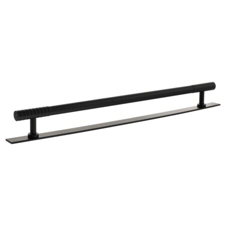 Atlantic Millhouse Brass Chrysler Diamond T-Bar Cabinet Pull Handle on Backplate 320mm - Matt Black
