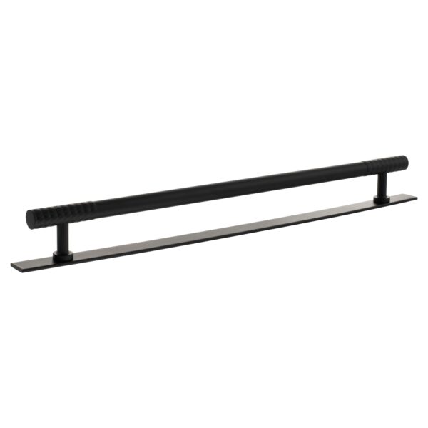 Atlantic Millhouse Brass Chrysler Diamond T-Bar Cabinet Pull Handle on Backplate 320mm - Matt Black