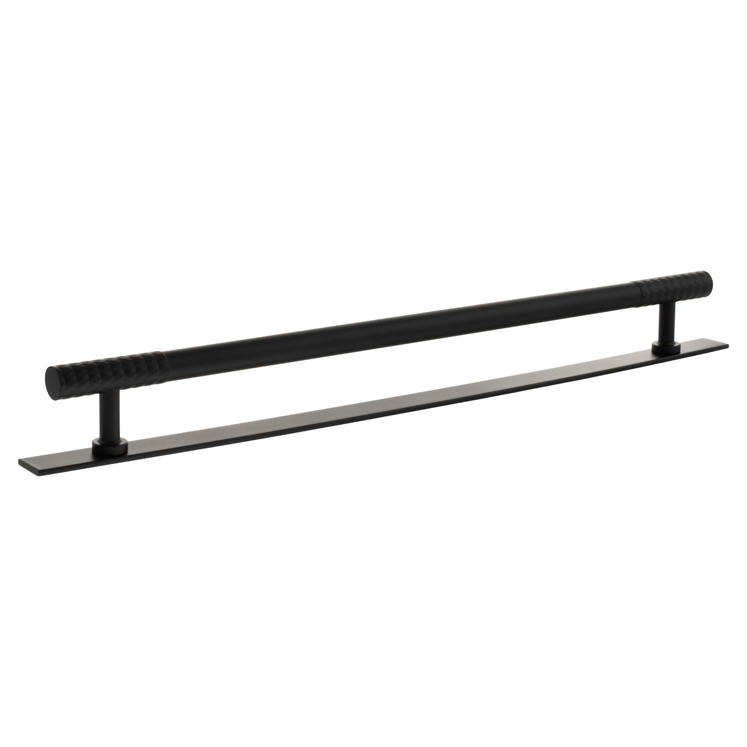 MHCDB17320MB_MILLHOUSE20BRASS20CABINET20HARWARE_CHRYSLER20DIAMOND20320MM20PULL20HANDLE_MATT20BLACK_LR.jpg Atlantic Millhouse Brass Chrysler Diamond T-Bar Cabinet Pull Handle on Backplate 320mm - Matt Black - Image 1