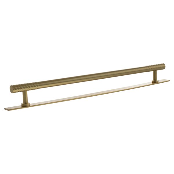 Atlantic Millhouse Brass Chrysler Diamond T-Bar Cabinet Pull Handle on Backplate 320mm - Satin Brass