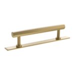 Atlantic Millhouse Brass Pennington Hexagonal T-Bar Cabinet Pull Handle on Backplate 128mm - Satin Brass