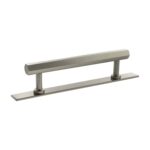 Atlantic Millhouse Brass Pennington Hexagonal T-Bar Cabinet Pull Handle on Backplate 128mm - Satin Nickel