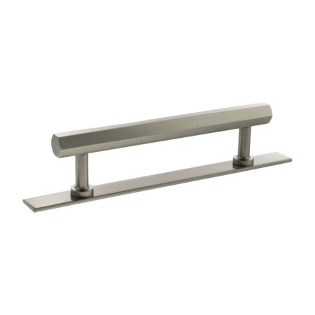 Atlantic Millhouse Brass Pennington Hexagonal T-Bar Cabinet Pull Handle on Backplate 128mm - Satin Nickel