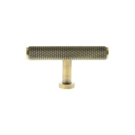 Atlantic Millhouse Brass Eiffel Knurled T-Bar Cabinet Knob Handle - Antique Brass