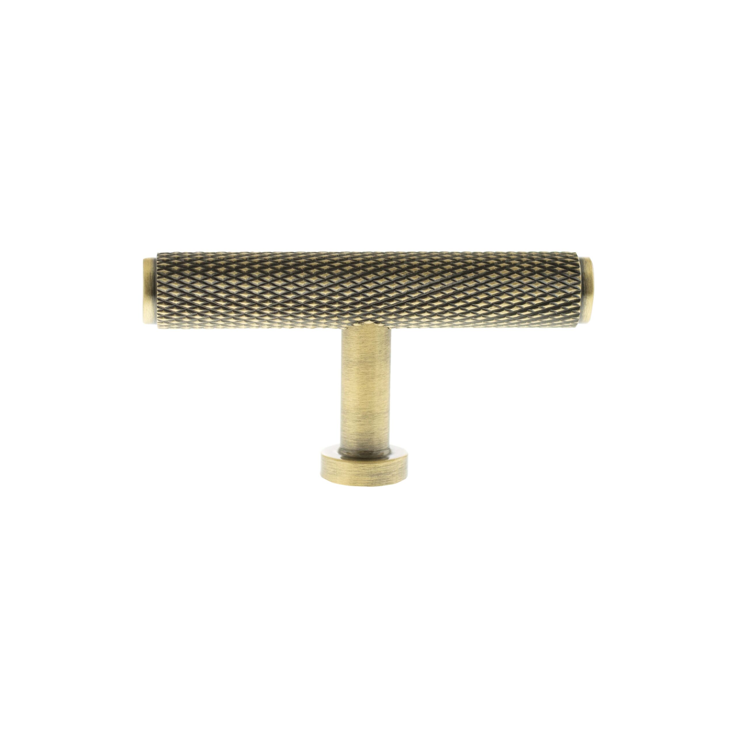 MHCK1675AB_MILLHOUSE20BRASS_EIFFEL20KNURLED20T-BAR20CABINET20KNOB20HANDLE_ANTIQUE20BRASS_LR.jpg Atlantic Millhouse Brass Eiffel Knurled T-Bar Cabinet Knob Handle - Antique Brass - Image 1