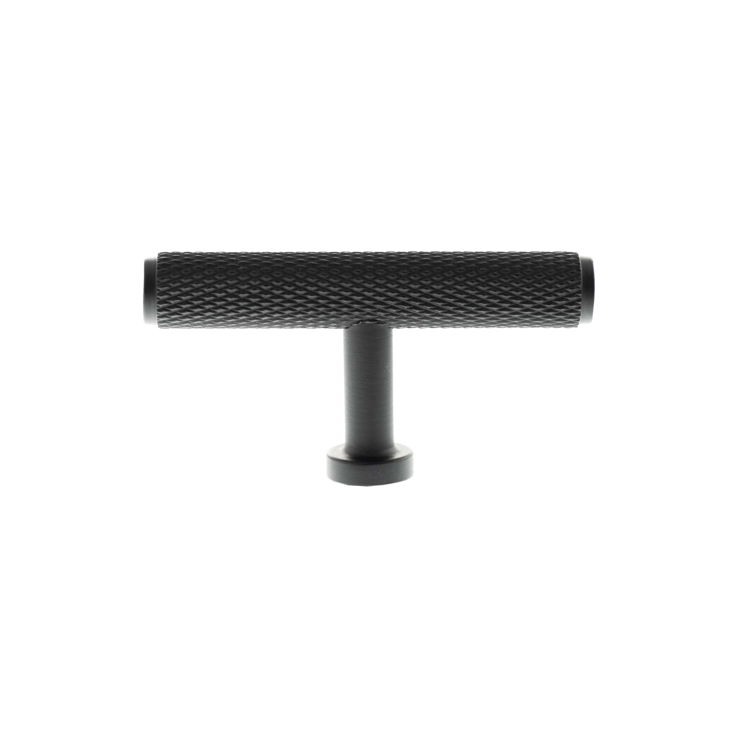 MHCK1675MB_MILLHOUSE20BRASS_EIFFEL20KNURLED20T-BAR20CABINET20KNOB20HANDLE_MATT20BLACK_LR.jpg Atlantic Millhouse Brass Eiffel Knurled T-Bar Cabinet Knob Handle - Matt Black - Image 1