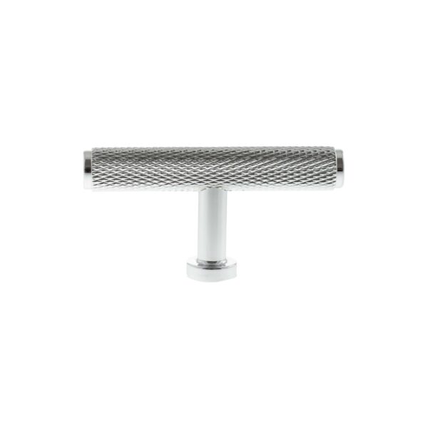 Atlantic Millhouse Brass Eiffel Knurled T-Bar Cabinet Knob Handle - Polished Chrome