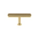Atlantic Millhouse Brass Eiffel Knurled T-Bar Cabinet Knob Handle - Satin Brass