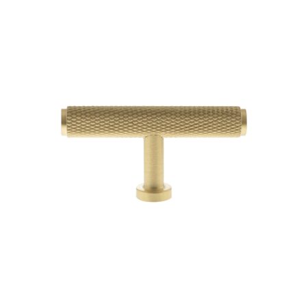 Atlantic Millhouse Brass Eiffel Knurled T-Bar Cabinet Knob Handle - Satin Brass