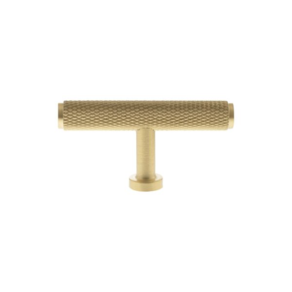 Atlantic Millhouse Brass Eiffel Knurled T-Bar Cabinet Knob Handle - Satin Brass