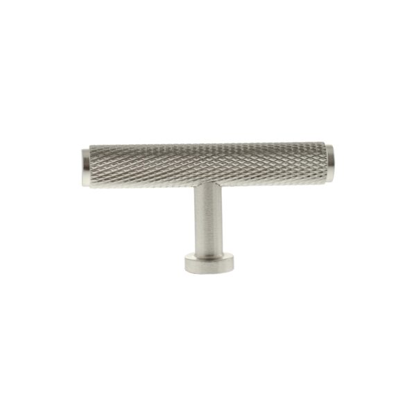Atlantic Millhouse Brass Eiffel Knurled T-Bar Cabinet Knob Handle - Satin Nickel