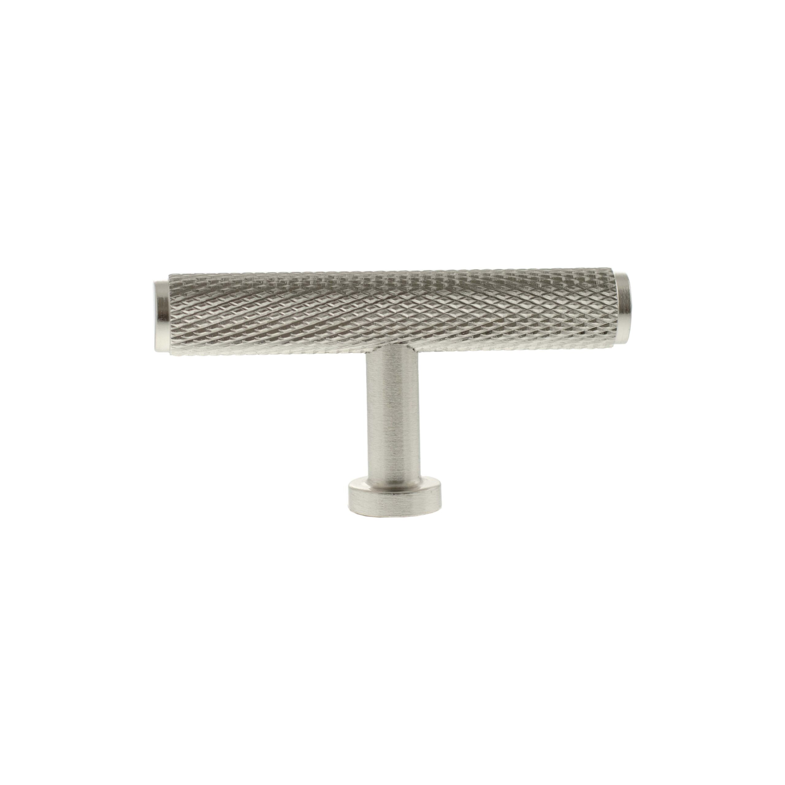 MHCK1675SN_MILLHOUSE20BRASS_EIFFEL20KNURLED20T-BAR20CABINET20KNOB20HANDLE_SATIN20NICKEL_LR.jpg Atlantic Millhouse Brass Eiffel Knurled T-Bar Cabinet Knob Handle - Satin Nickel - Image 1