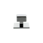 Atlantic Millhouse Brass Eiffel Knurled Square Cabinet Knob Handle on Backplate - Polished Chrome