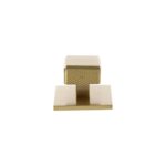 Atlantic Millhouse Brass Eiffel Knurled Square Cabinet Knob Handle on Backplate - Satin Brass