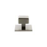 Atlantic Millhouse Brass Eiffel Knurled Square Cabinet Knob Handle on Backplate - Satin Nickel