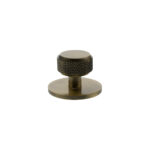 Atlantic Millhouse Brass Eiffel Knurled Round Cabinet Knob Handle on Backplate - Antique Brass