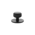 Atlantic Millhouse Brass Eiffel Knurled Round Cabinet Knob Handle on Backplate - Matt Black