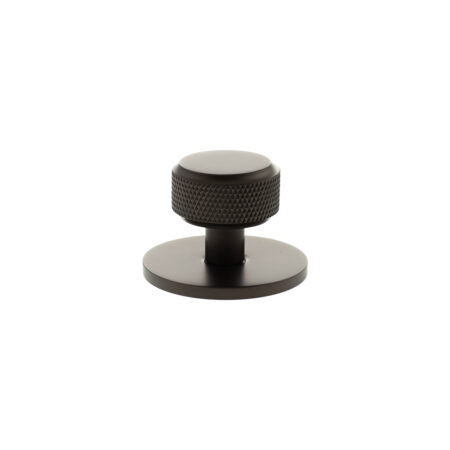 Atlantic Millhouse Brass Eiffel Knurled Round Cabinet Knob Handle on Backplate - Urban Dark Bronze