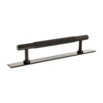 Atlantic Millhouse Brass Eiffel Knurled T-Bar Cabinet Pull Handle on Backplate 128mm - Urban Dark Bronze
