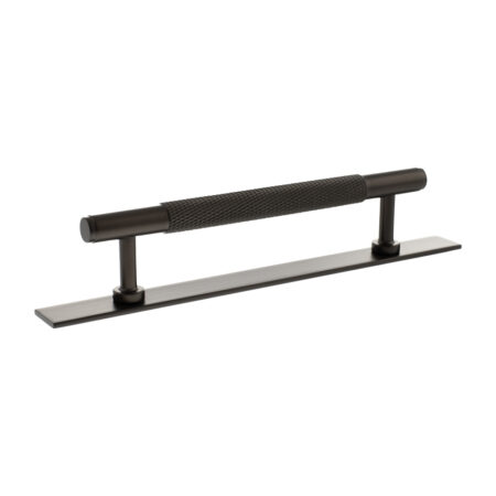 Atlantic Millhouse Brass Eiffel Knurled T-Bar Cabinet Pull Handle on Backplate 128mm - Urban Dark Bronze