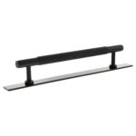 Atlantic Millhouse Brass Eiffel Knurled T-Bar Cabinet Pull Handle on Backplate 160mm - Matt Black