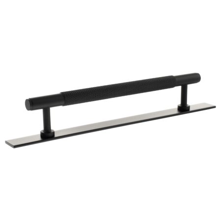 Atlantic Millhouse Brass Eiffel Knurled T-Bar Cabinet Pull Handle on Backplate 160mm - Matt Black