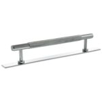Atlantic Millhouse Brass Eiffel Knurled T-Bar Cabinet Pull Handle on Backplate 160mm - Polished Chrome
