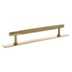 Atlantic Millhouse Brass Eiffel Knurled T-Bar Cabinet Pull Handle on Backplate 160mm - Satin Brass