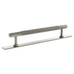 Atlantic Millhouse Brass Eiffel Knurled T-Bar Cabinet Pull Handle on Backplate 160mm - Satin Nickel