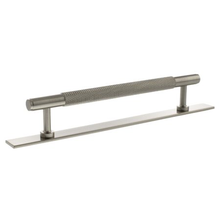 Atlantic Millhouse Brass Eiffel Knurled T-Bar Cabinet Pull Handle on Backplate 160mm - Satin Nickel