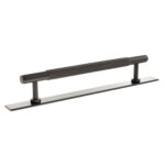 Atlantic Millhouse Brass Eiffel Knurled T-Bar Cabinet Pull Handle on Backplate 160mm - Urban Dark Bronze