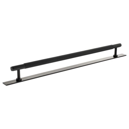 Atlantic Millhouse Brass Eiffel Knurled T-Bar Cabinet Pull Handle on Backplate 320mm - Matt Black