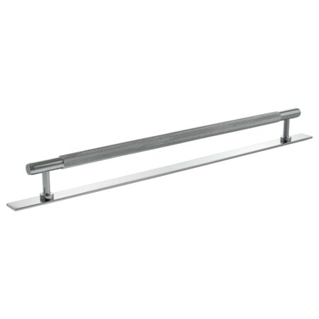 Atlantic Millhouse Brass Eiffel Knurled T-Bar Cabinet Pull Handle on Backplate 320mm - Polished Chrome