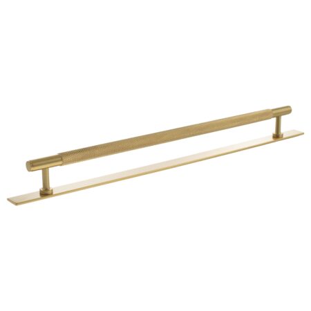 Atlantic Millhouse Brass Eiffel Knurled T-Bar Cabinet Pull Handle on Backplate 320mm - Satin Brass