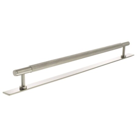 Atlantic Millhouse Brass Eiffel Knurled T-Bar Cabinet Pull Handle on Backplate 320mm - Satin Nickel