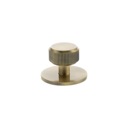 Atlantic Millhouse Brass Battersea Linear Round Cabinet Knob Handle on Backplate - Antique Brass