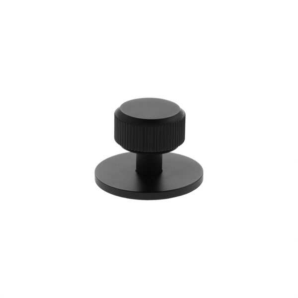 Atlantic Millhouse Brass Battersea Linear Round Cabinet Knob Handle on Backplate - Matt Black