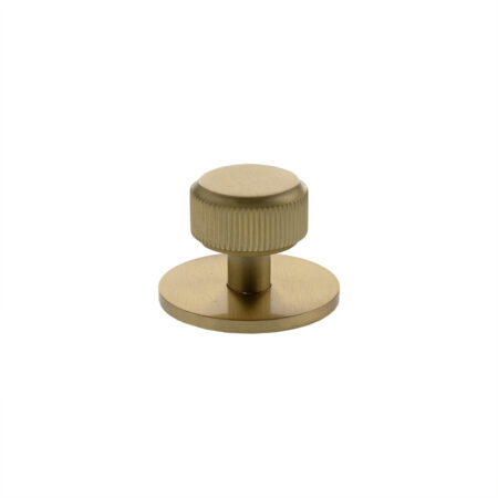 Atlantic Millhouse Brass Battersea Linear Round Cabinet Knob Handle on Backplate - Satin Brass