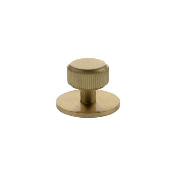 Atlantic Millhouse Brass Battersea Linear Round Cabinet Knob Handle on Backplate - Satin Brass