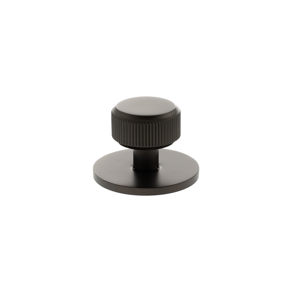 MHCLB1532UDB_MILLHOUSE20BRASS20CABINET20HARWARE_BATTERSEA20LINEAR20ROUND20KNOB_URBAN20DARK20BRONZE_LR.jpg Atlantic Millhouse Brass Battersea Linear Round Cabinet Knob Handle on Backplate - Urban Dark Bronze - Image 1